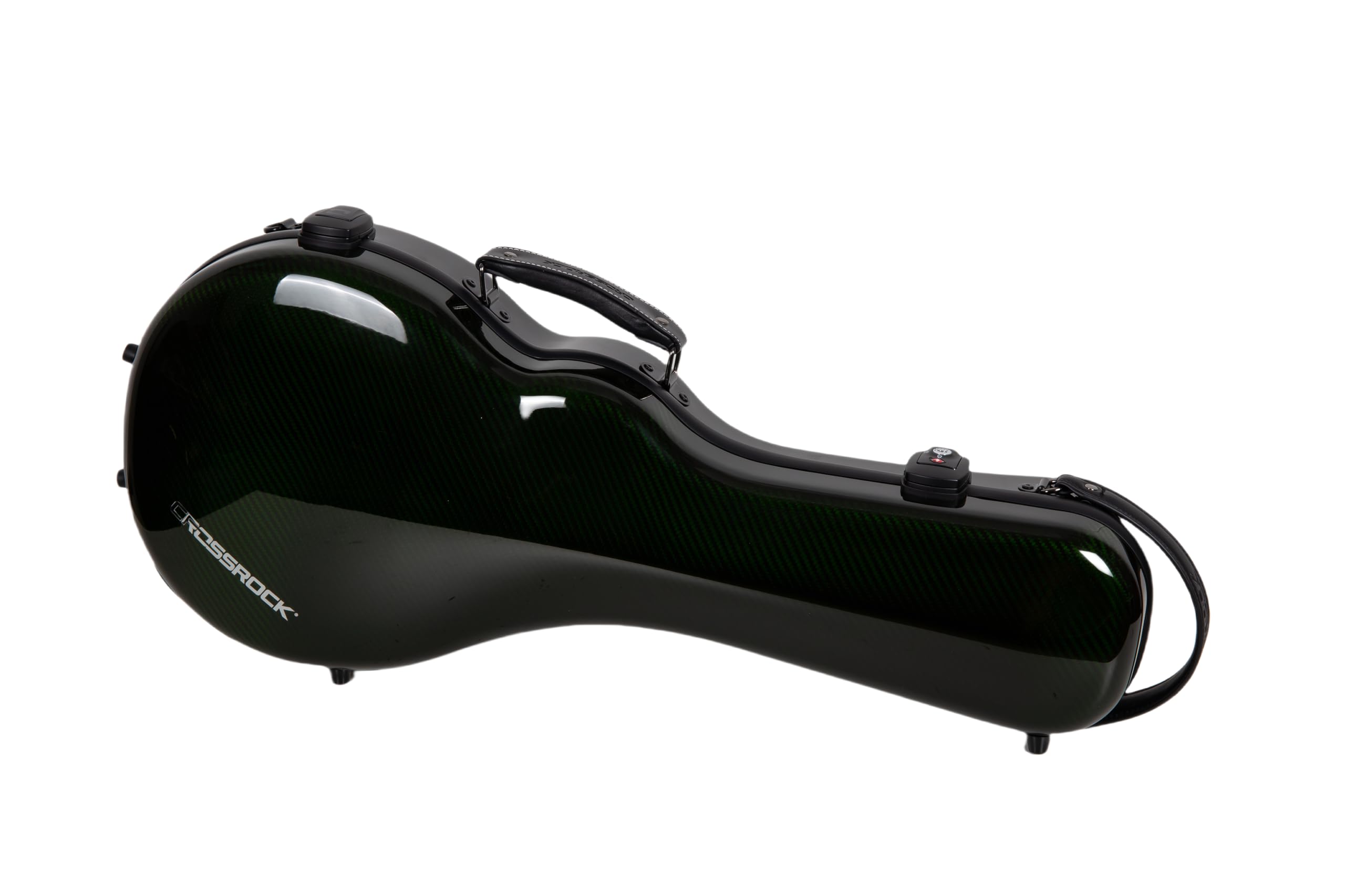 Crossrock Air Carbon Mandolin Case for F-Style (Fits Gibson F5) | Gloss 3K Carbon Weave Finish in Racing Green, TSA Lock, Backpack Straps, Dust Cover – Elite Flight Case