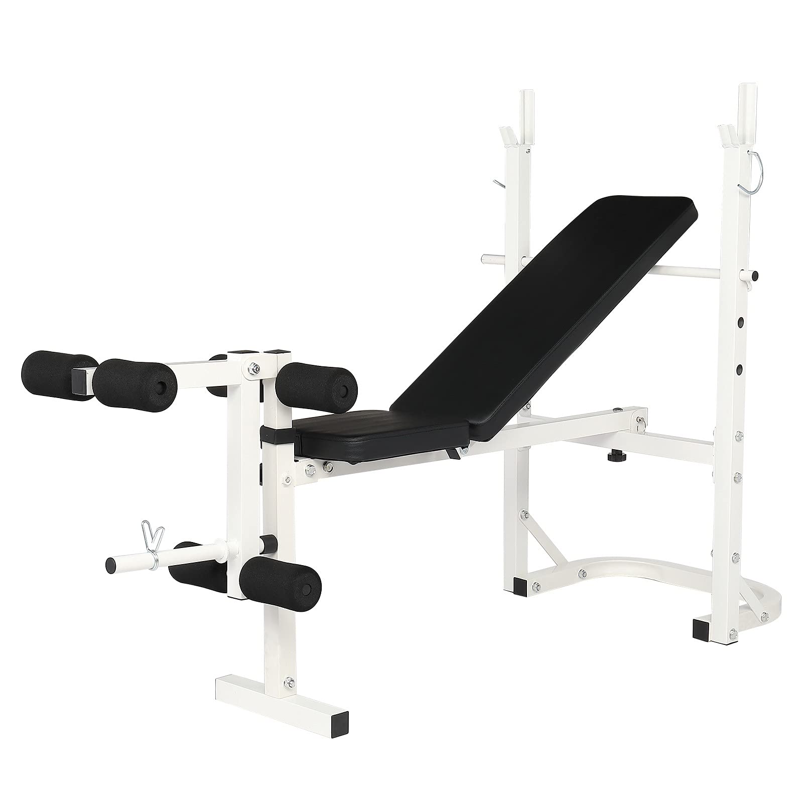 Iron Adjustable Weightlifting Bed White, Weight Benches Multifunctional Weight-Lifting Bed, Weight-L