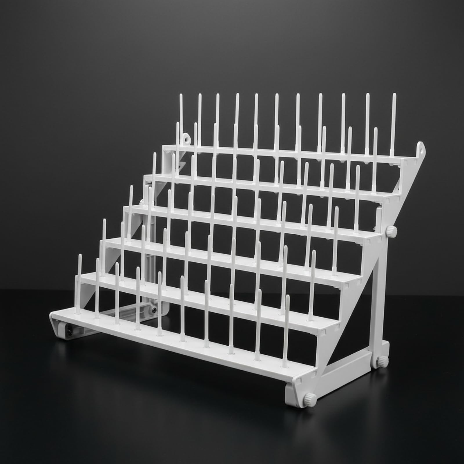 Porte-fils de Broderie Organisateur Support Présentoir Rack à Plusieurs Niveaux pour 60 Bobines et Cônes Tiges Longues Modulables Pose sur Table et