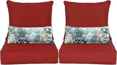 Aoodor Muebles de patio de 22 x 24 pulgadas asiento profundo para silla individual cojín de tela de olefina funda de esponja de espuma color rojo