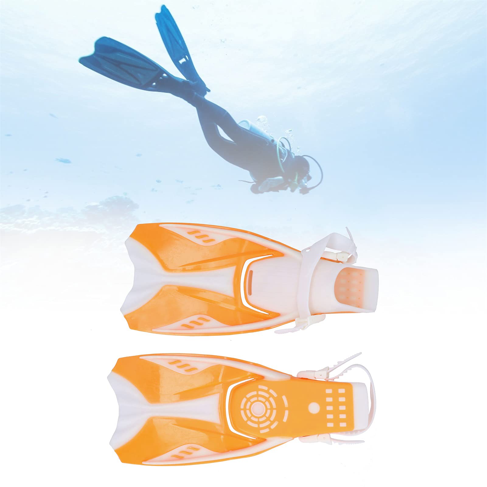 Aletas de Snorkel de Hoja Larga con diseño de talón Abierto para Uso en el océano y la Piscina, cómodas Aletas de natación Ajustables con Orificios de Drenaje para una