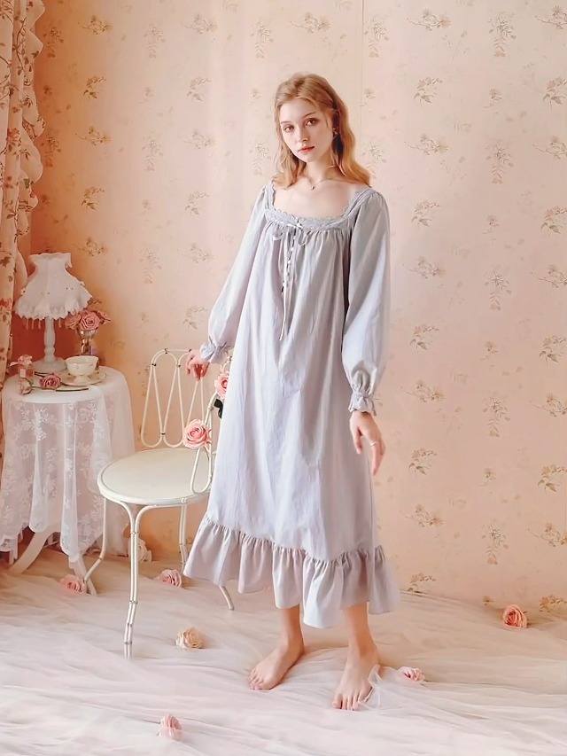 knee length dresses for ladies Historically Inspired Sheer Smocked Chemise Dress in White Floral Cotton S main image 0