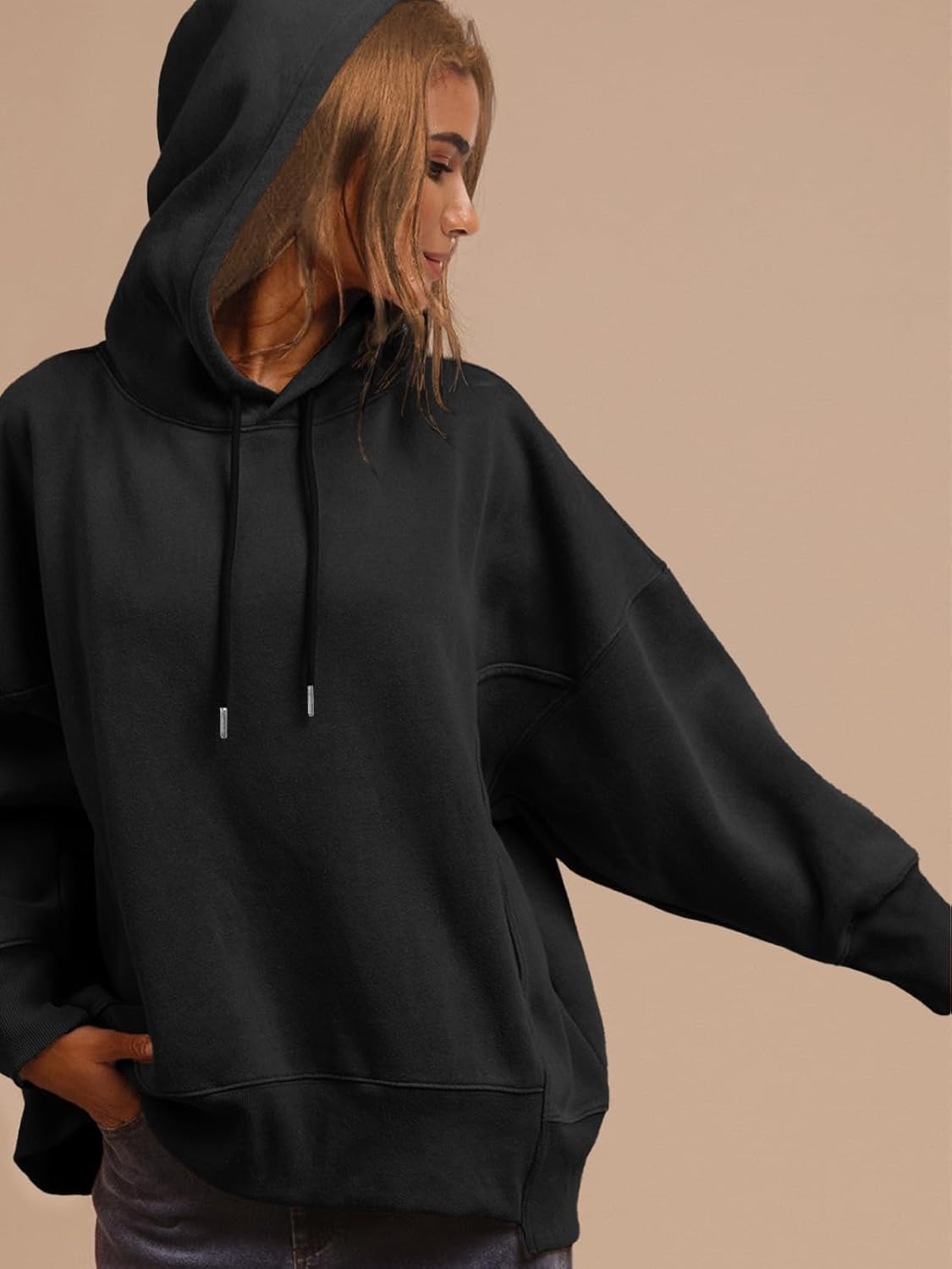Womens Oversized Hoodies Casual Long Sleeve Drawstring Sweatshirts Pullover Fall Winter Outfits - Image 3