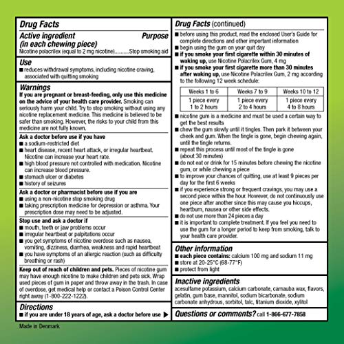 Image of Amazon Basic Care Coated Nicotine Polacrilex Gum 2 mg, Cool Mint Flavor, Stop Smoking Aid, Reduces Withdrawal Symptoms, 160 Count