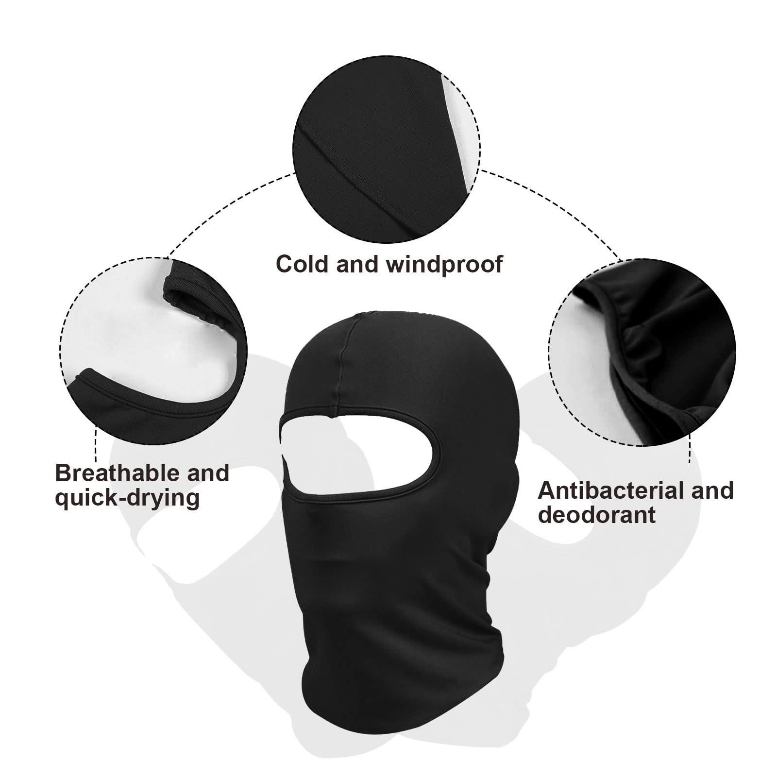 5 Pezzi Passamontagna Sci Balaclava Moto Maschera Morbido e Traspirante Unisex Sottile Tessuto Elastico Traspirante Antivento per Sport Ciclismo ed attività all’Aria Aperta Unisex