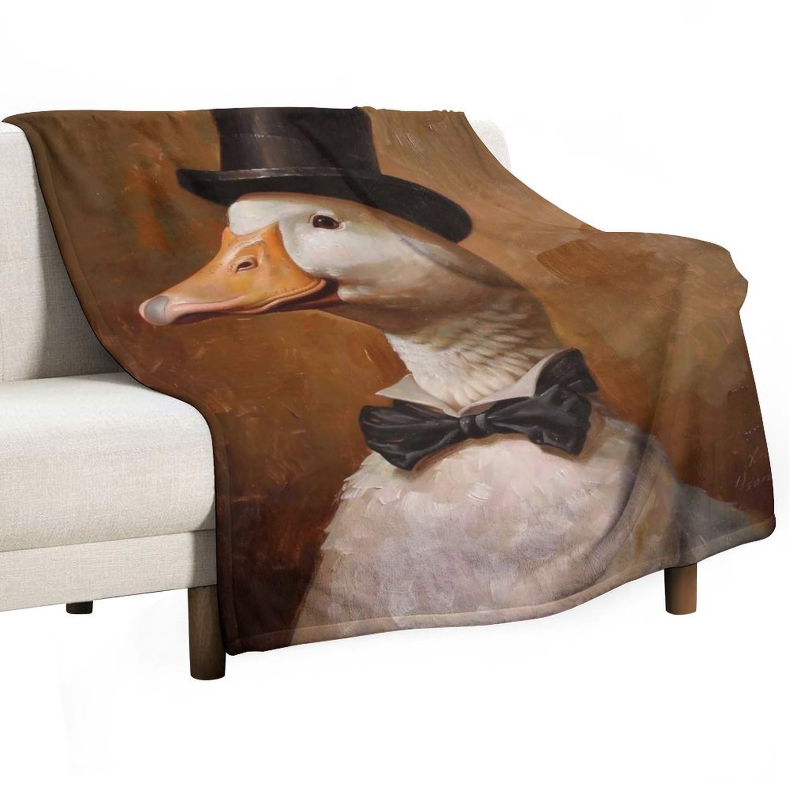 YHGSREUOH Gentleman Duck 02 Flannel Blankets Fleece Soft Throw Lightweight Plush Gifts for Couch, Bed, Cozy Sofa Plush, Chair, Lovers 150x200cm(60x80in)