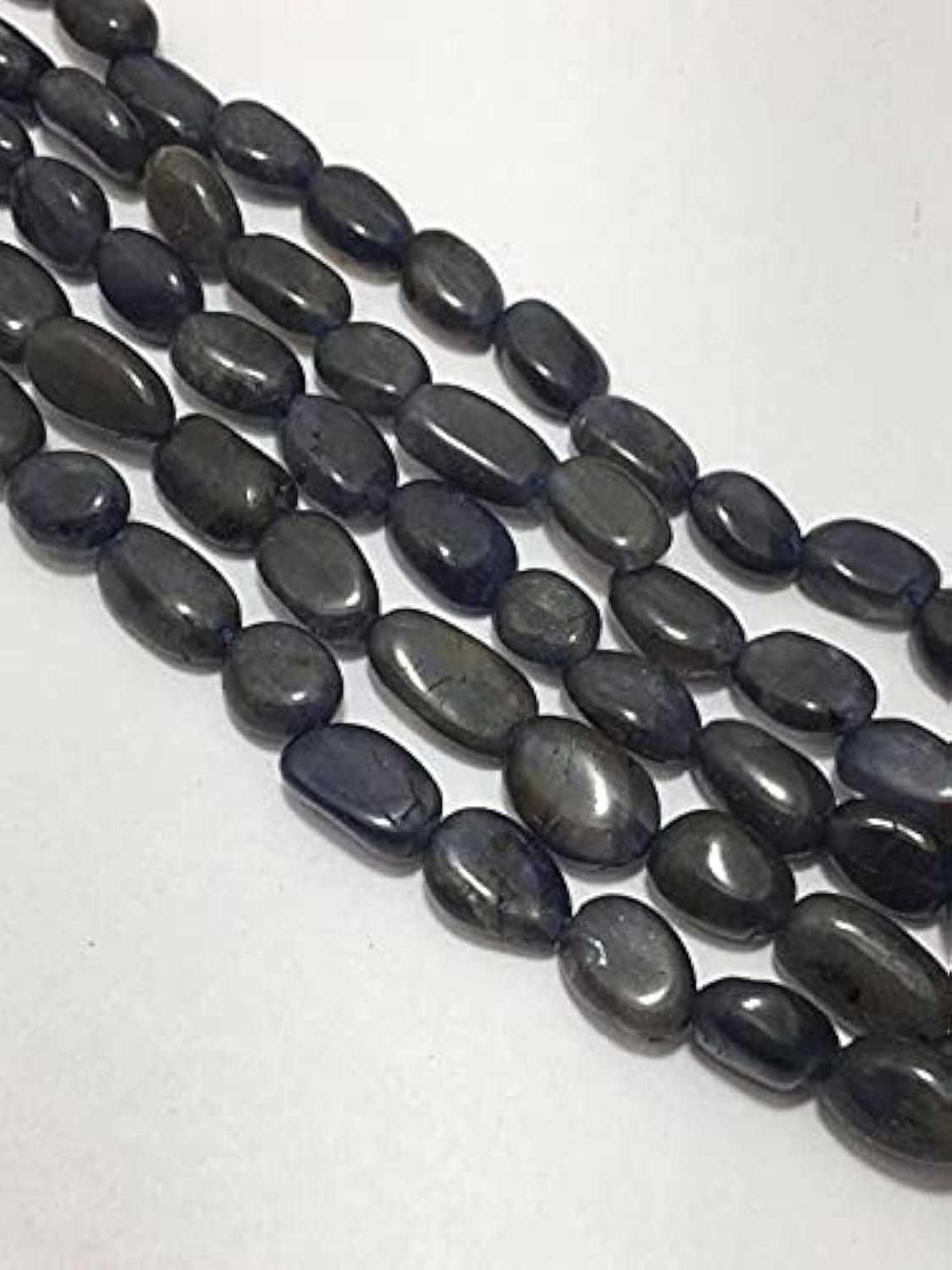 Perles iolite ovales bleues en lot de 5 rangs de 13 pouces pour création de bijoux uniques