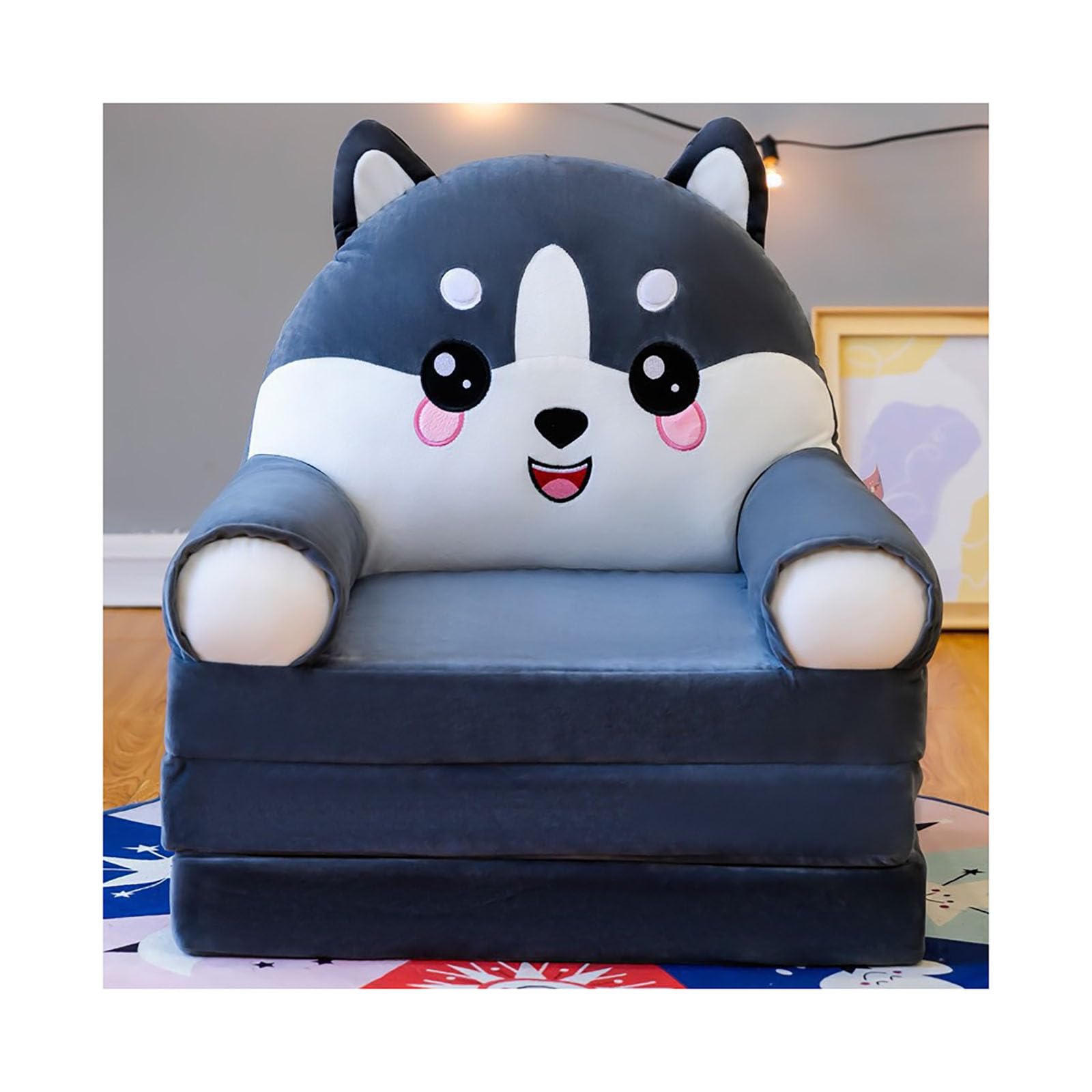 YUDIZWS Canapé Pliable pour Enfants, Fauteuil Lit Rembourré 2 en 1 en Forme de Peluche, Siège Flip Open pour Bébés, Garçons et Filles, O