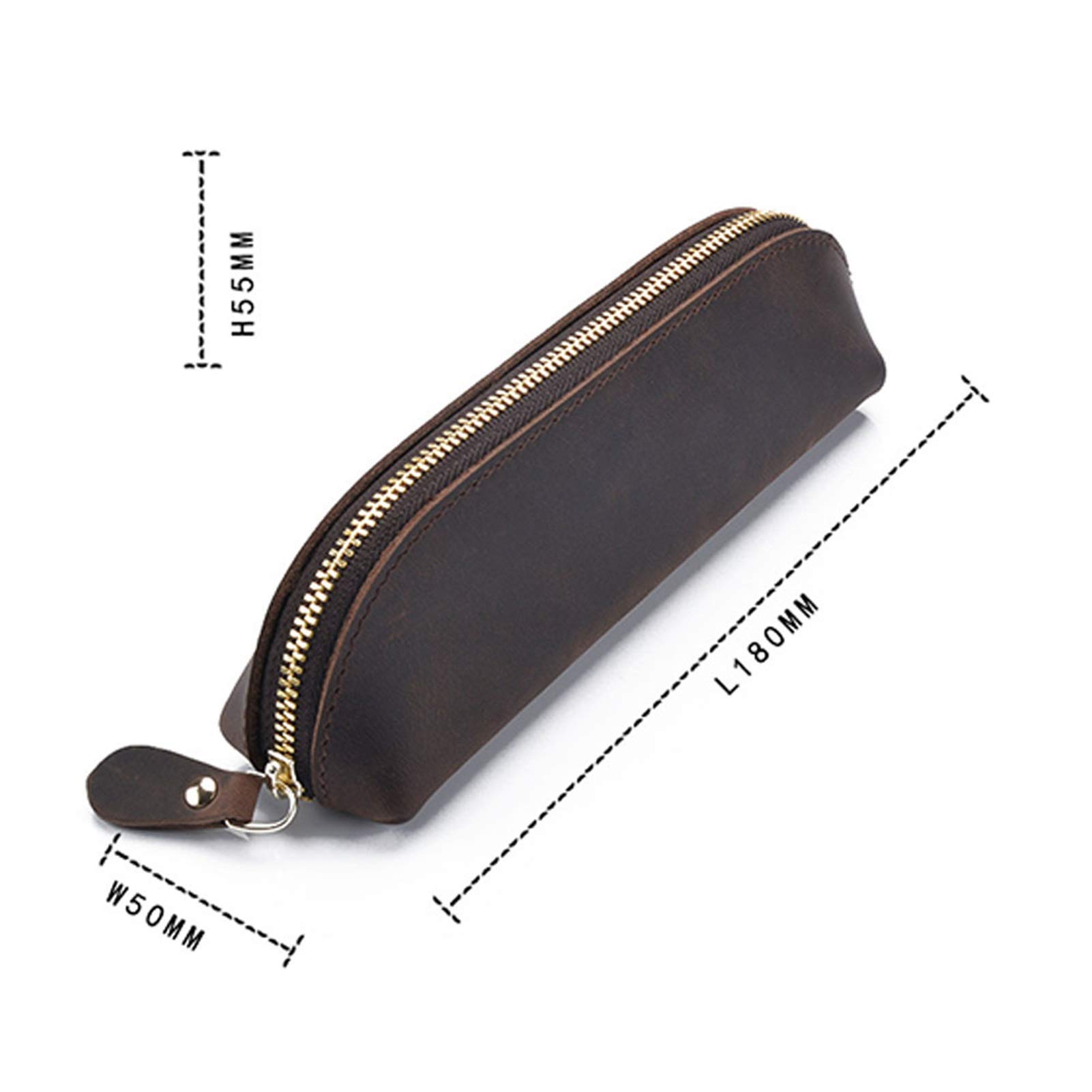 Astucci per matite Astuccio per matite Astuccio con portapenne con Cerniera Astuccio per cancelleria in Vera Pelle Fatto a Mano per Giovani Studenti (Colore : Coffee, Dimensioni :