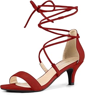 Red lace up heels amazon Outlet