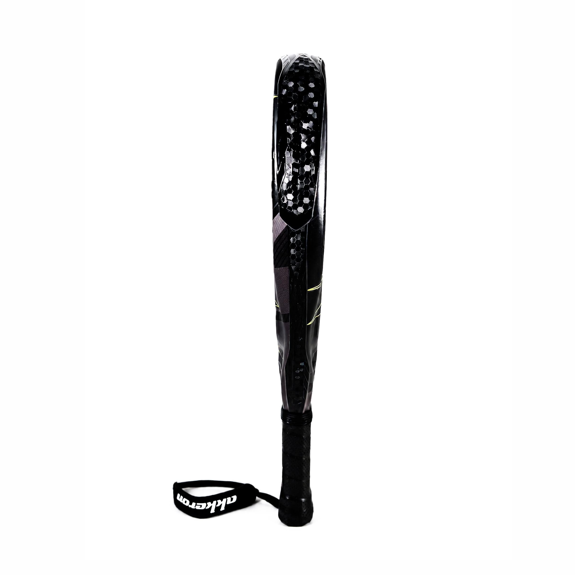 Akkeron Armageddon 26 Luxury 12k, Pala de Pádel Profesional, Carbono 12K Impact, Negro con Detalles Amarillos