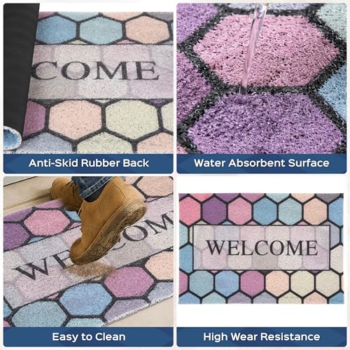 Image of HomeStrap Welcome Door Mat for Home Entrance | Anti Slip Rubber Floor Mat for Home & Office Door | Multicolour