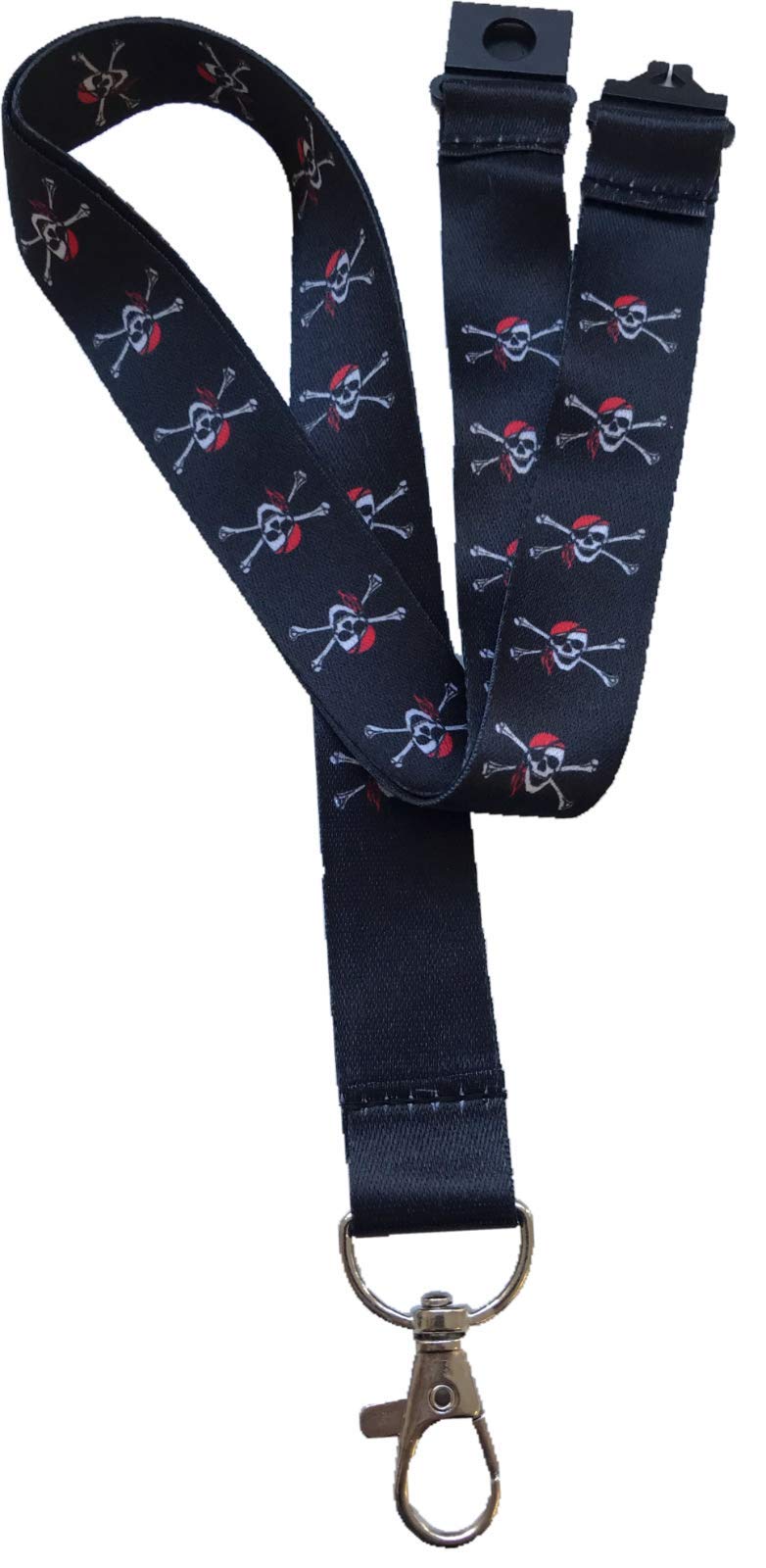 Pirate/Jolly Roger/Scull & Crossbones with RED Scarf Neck Lanyard with Safety Breakway