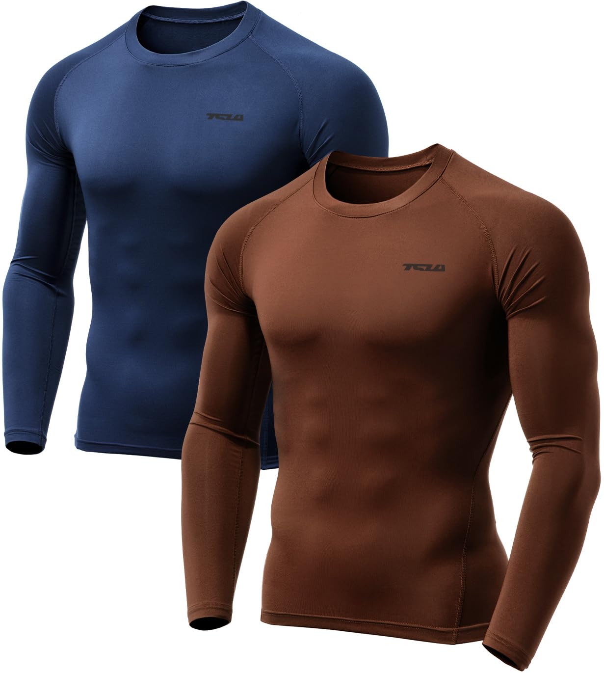 TSLA1 or 2 Pack Men's Thermal Long Sleeve Compression Shirts, Athletic Base Layer Top, Winter Gear Running T-Shirt