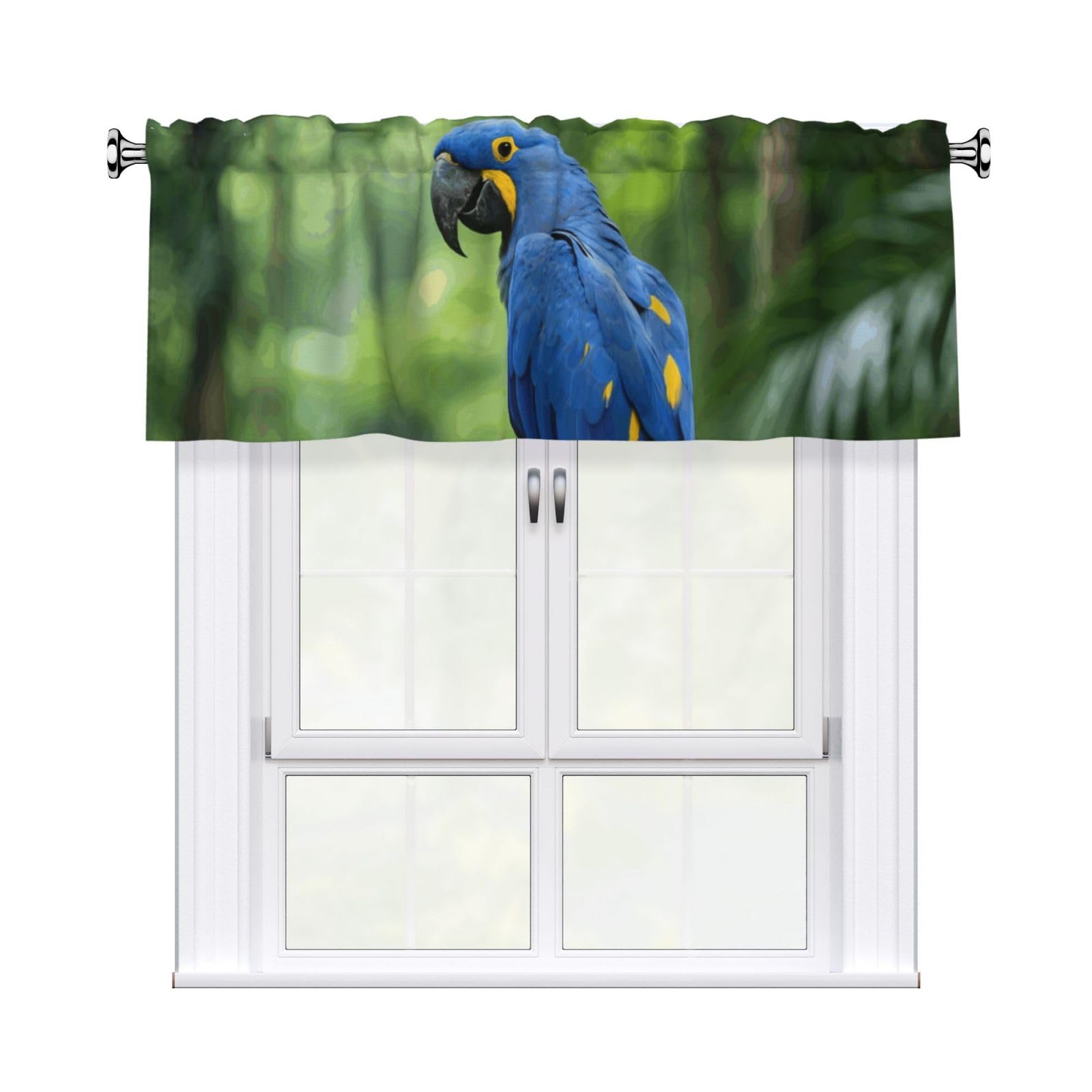 FekiLoot Bird-1 Curtain Valance for Windows, Kitchen Window Valances Rod Pocket Window Treatments Short Curtains Drapes for Bathroom Bedroom Cafe Decor 54x18inch 1 Panel