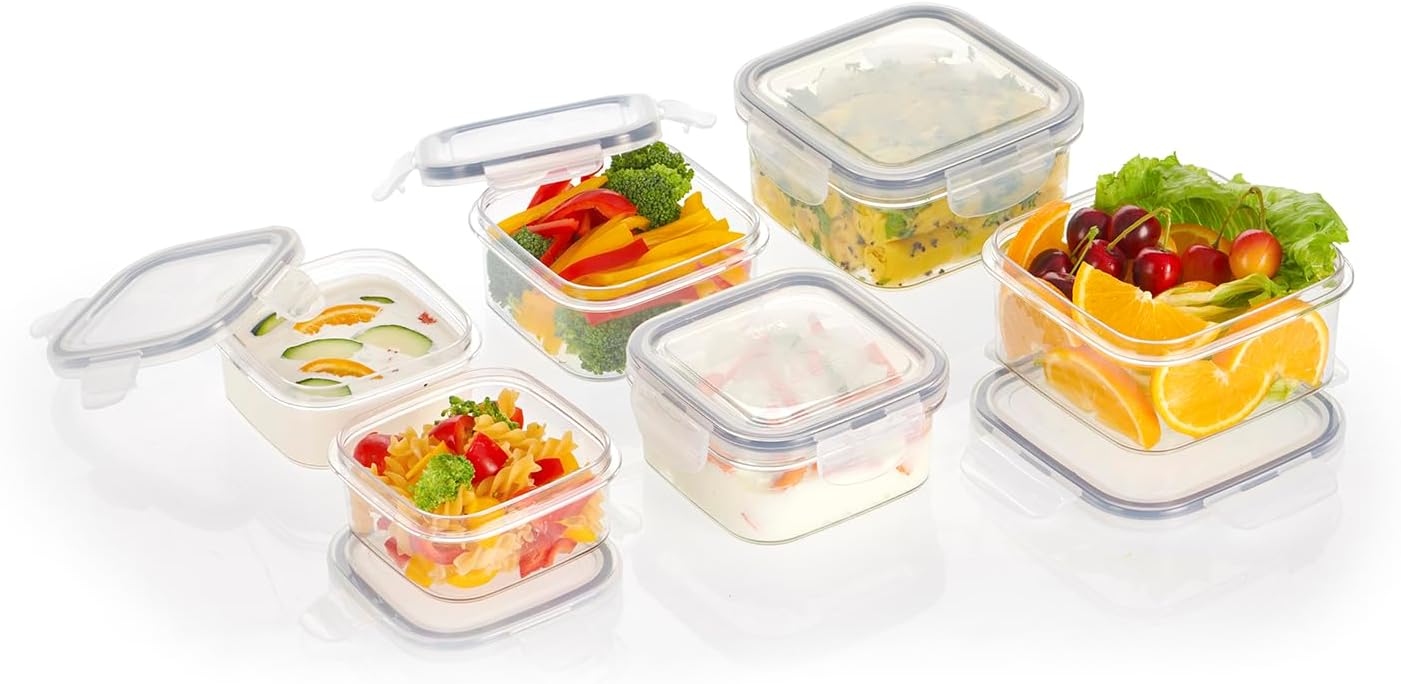 Steelo Sofresh Square Container Set Kitchen Organiser Air Tight Container Fridge Safe US FDA Approved PET Food Grade,BPA Free(White,400mlx2,600mlx2, 1000mlx2,Packof 6)