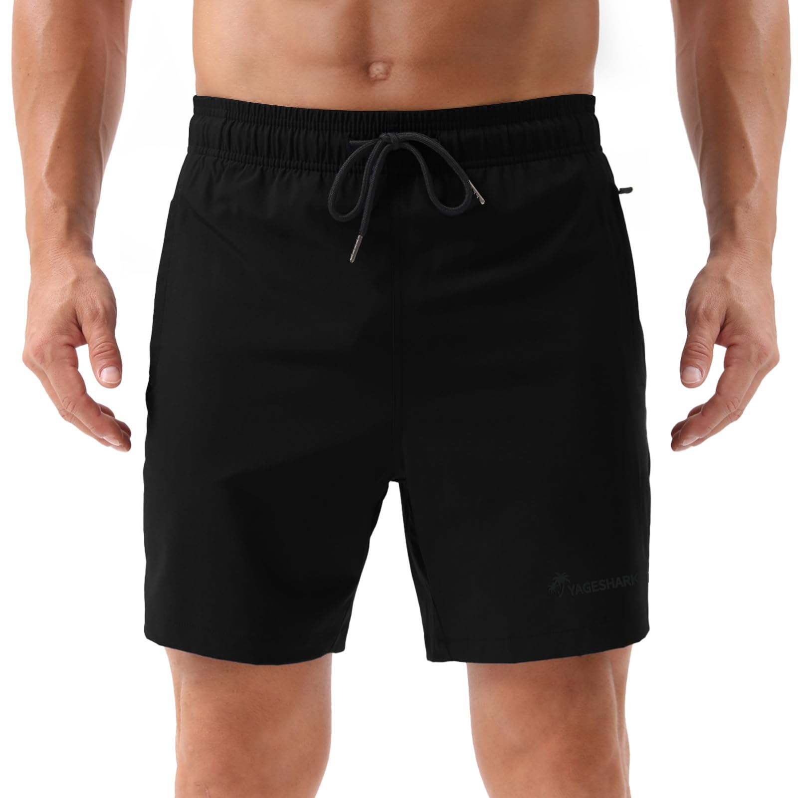 Yageshark Badehose Herren Badeshorts Schnelltrocknend mit Reißverschlusstasche Sommer Atmungsaktiv Wasserabweisend Strandshorts Männer mit Mesh-Futter und Verstellbarem Tunnelzug