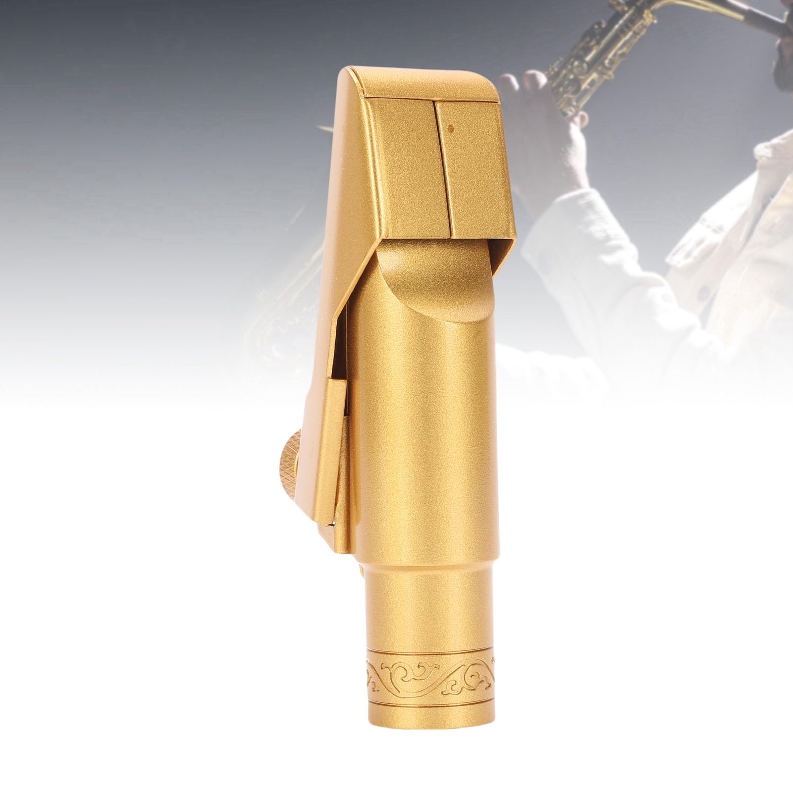 Kadimendium Bocchino per Sassofono Contralto Placcato Oro Opaco, Volume Forte, Clip per Pulizia, 3 Componenti Sicuri