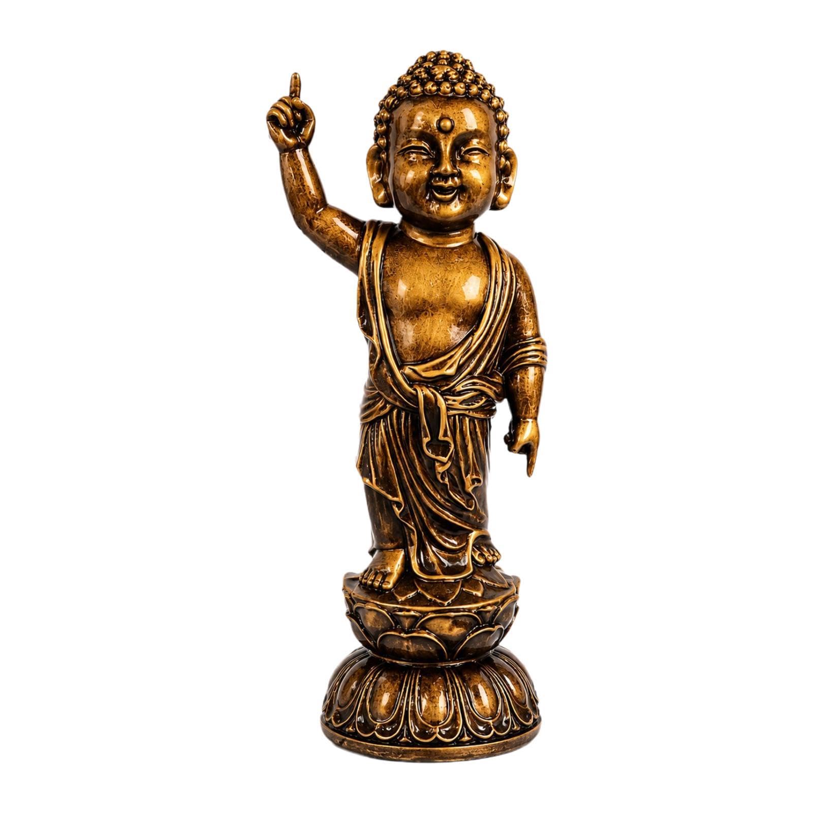 Sharplace Estatua Buda, Figura Resina, Escultura Buda, Adorno Escritorio para estantería u Oficina, 48x16cm