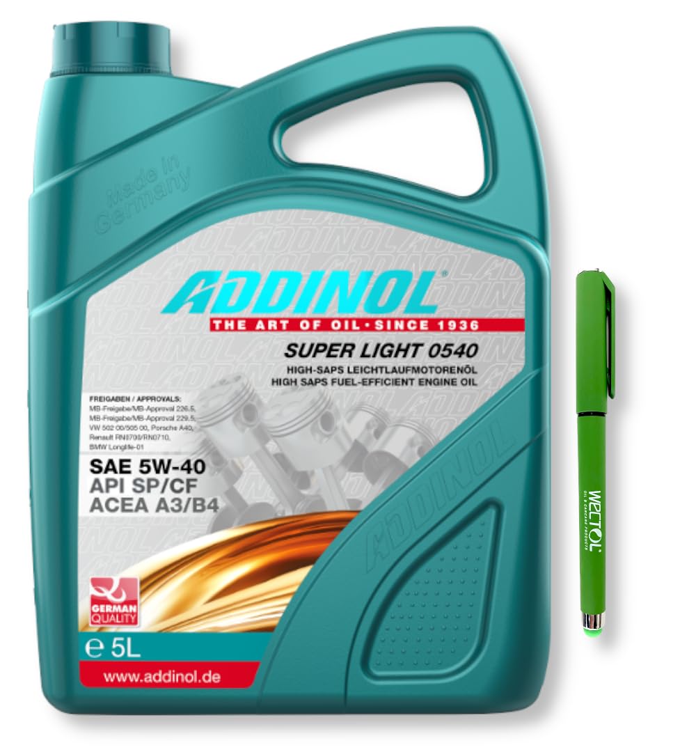 ADDINOL Motoröl 5W40 Super Light 0540 5 Liter + WECTOL STIFT