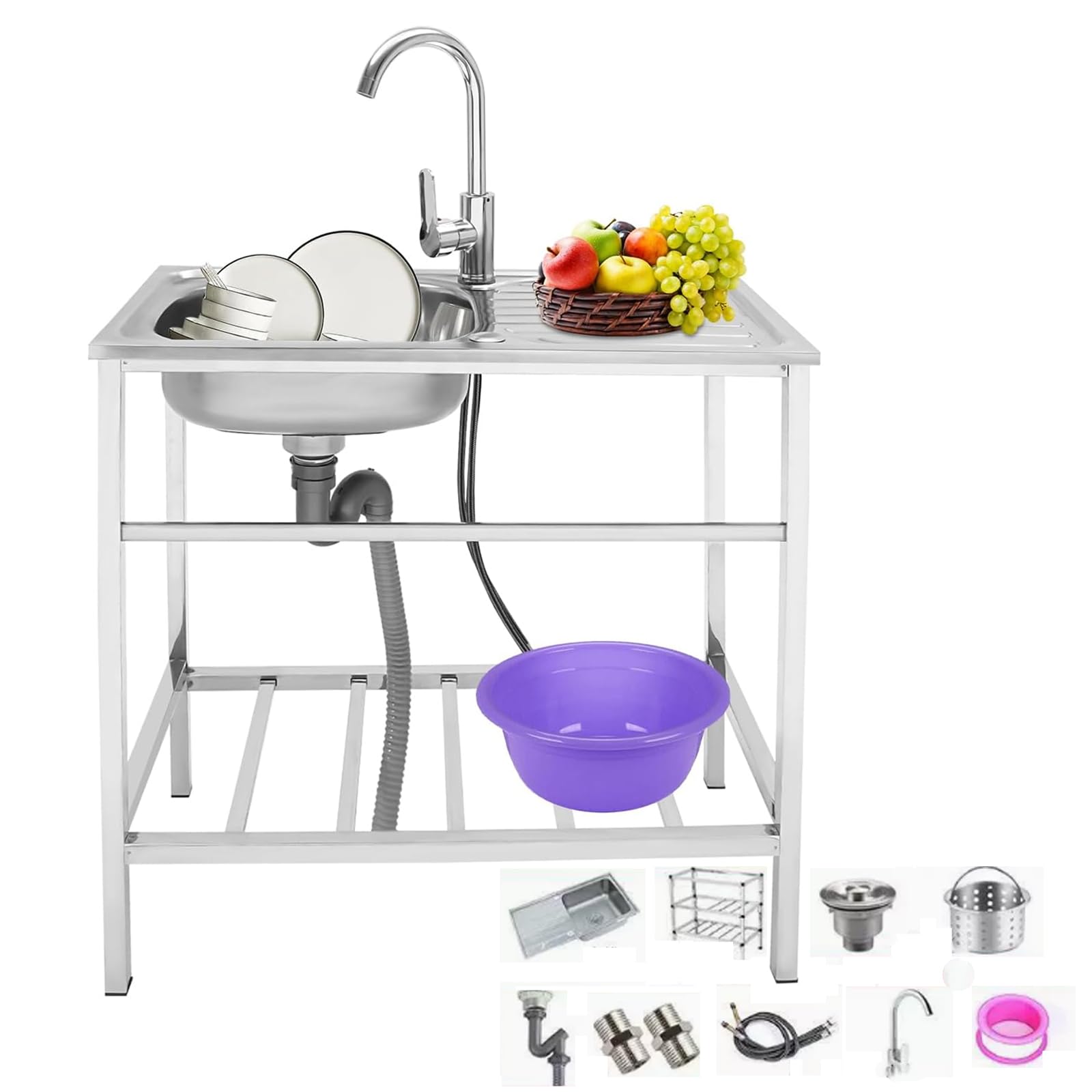Évier de cuisine design en acier inoxydable moderne avec robinet