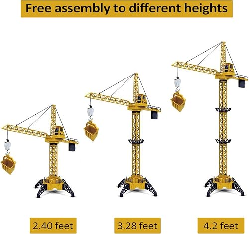 Miniatura 2 de Grúa de juguete con control remoto de 6 canales para niños, grúa torre RC de 50.4 pulgadas con luces LED y sonidos, vehículos de construcción de