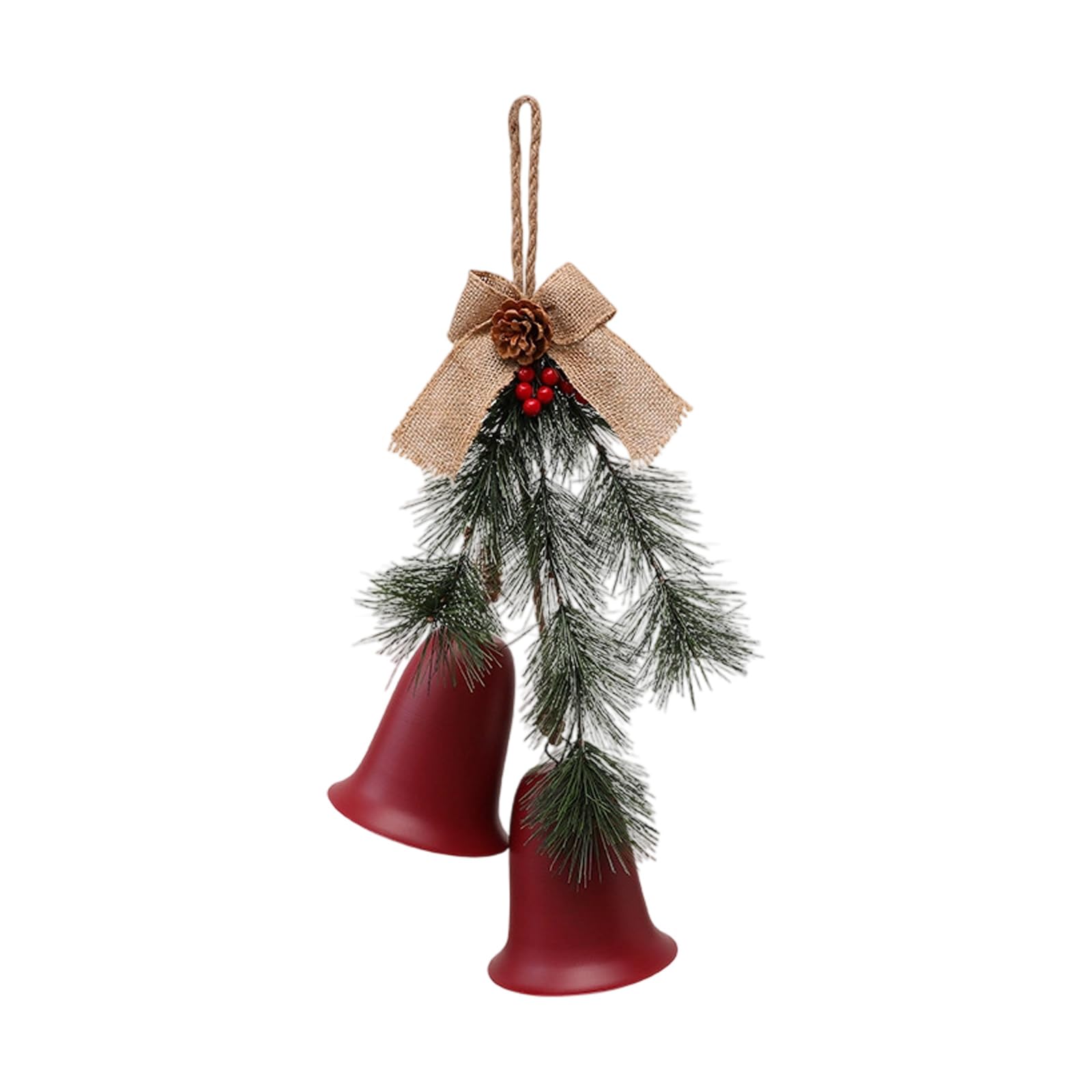 Large Rural Fashion Celebratory Toll Decoration with Rose Produce and Pine Leaves for Cyclical House Plant and Entryway Display 19.7 in Metal Craft Christmas Partyhouse Deck Present Set