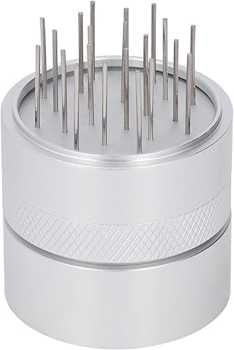 Distribuidor de agujas de café, agujas de acero inoxidable de 2.008in a 2.283in, agitador de café de mano con base, distribuidor de agujas