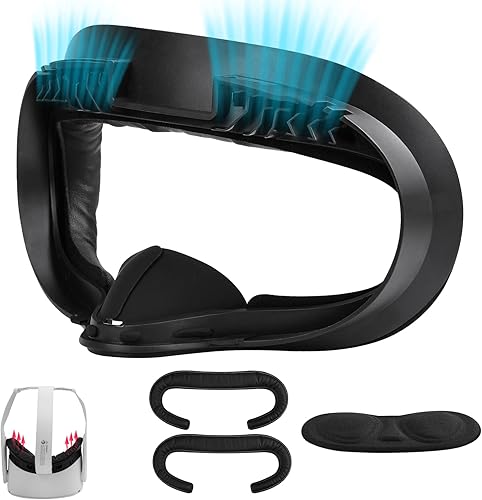 Miniatura 8 de TechKen 2 Sets VR Facial Interface & Face Cushion Compatible with Meta Oculus Quest 2, Anti-fogging Face, Nose Pad, Sweat-Proof Foam Cushion, VR