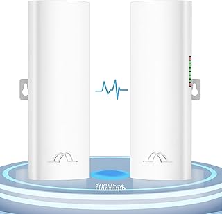 Wireless Bridge, bluedery 5.8G Outdoor CPE Point to Point Long Range Access with 14DBi High Gain Antenna, PoE Adapter, 2 RJ45 LAN Ethernet Port, 2-Pack