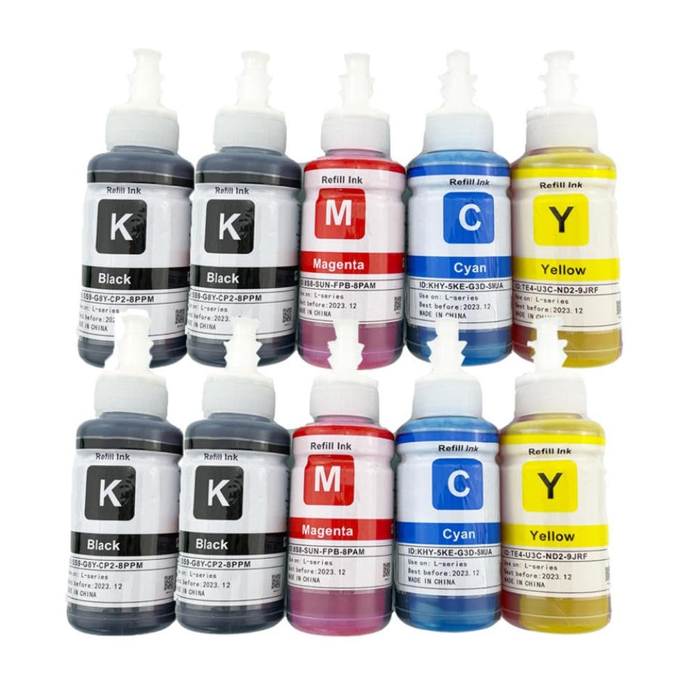 70 ml Druckertinten-Nachfüllset, kompatibel mit L1300 L850 L3050 L3060 L3070 L364 L382 T664 T6641(70ML-5PK)