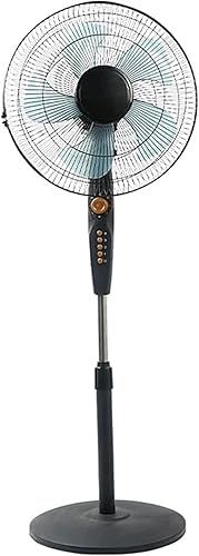 ZUMAHA Ventilador eléctrico de 3 velocidades con ajuste de piso, ventilador oscilante de gran angular con 5 cuchillas grandes, ventilador de pie con