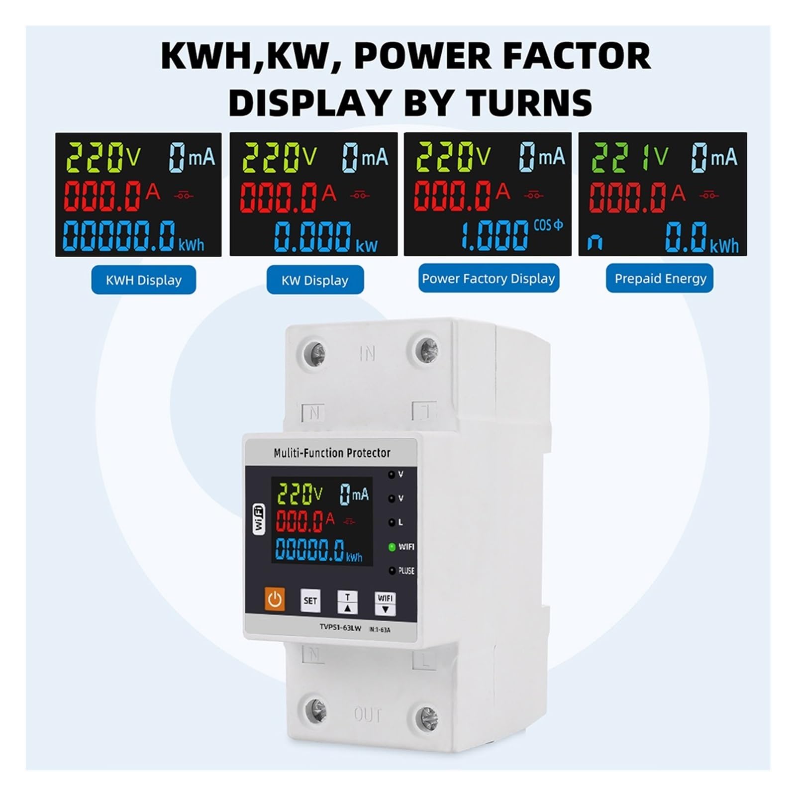 TUYA WiFi Inteligentny Upływ Uziemienia Zabezpieczenie Pod Napięciem Przekaźnika Wyłącznik Automatyczny Zegar Energia Moc Licznik KWh Inteligentne Życie Monitorowanie Energii(80A)
