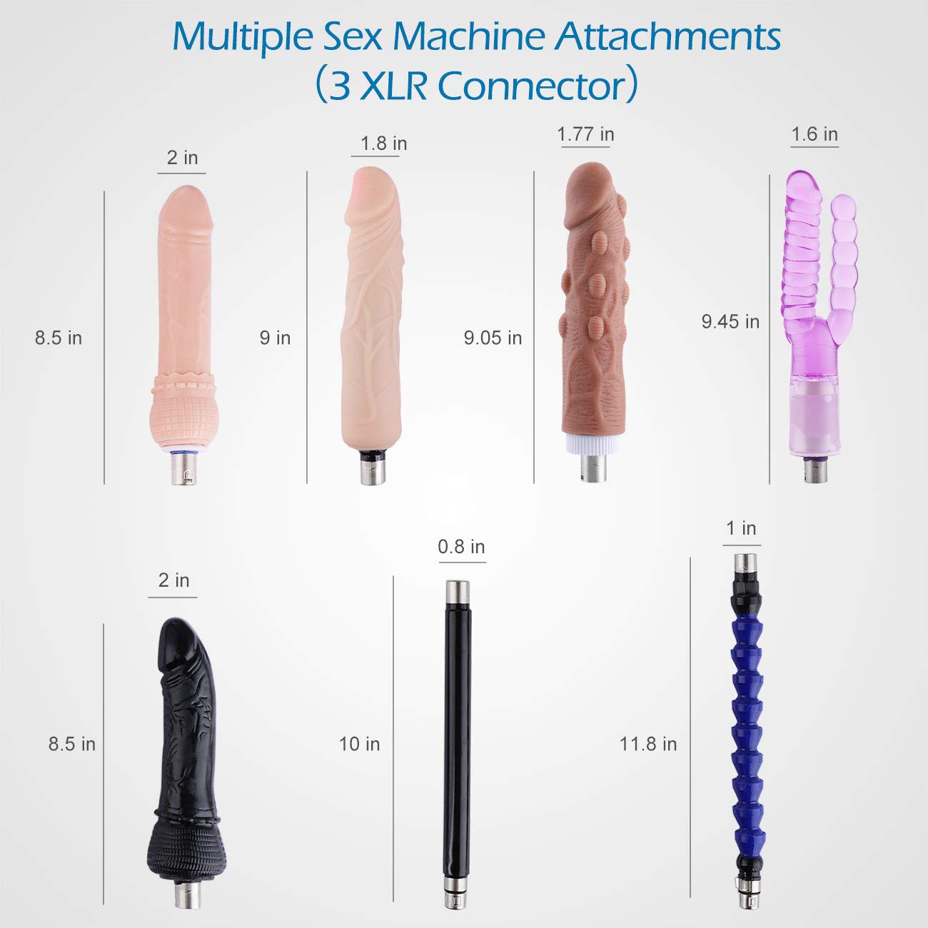 Máquina sexual AUXFUN con 7 accesorios, 3 máquinas sexuales con enchufe XLR para hombres, mujeres y parejas, máquina de amor con velocidad ajustable, ametralladoras portátiles