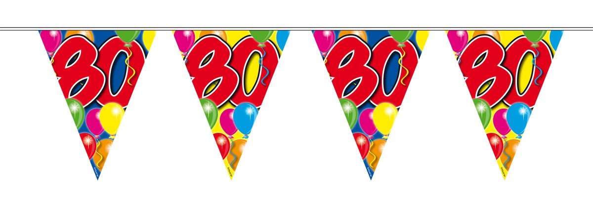 Balloon Design Bunting No 80th Birthday, 10 metres Long