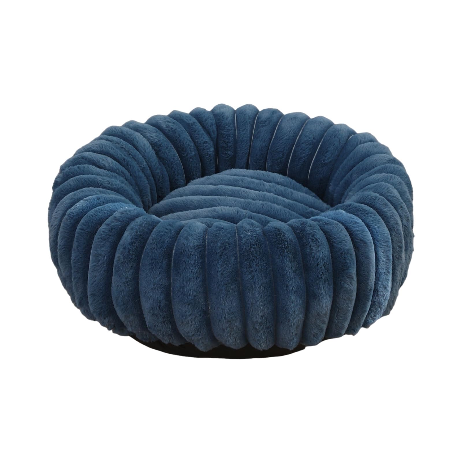 Mateju Plush Donut Pet Bed, Fluffy Pet Cushion Warm Soft Plush Donut Dog Cat Bed for Calming Puppy Kitten Petbed with Non Slip Bottom, Machine Washable (Navy Blue,Diameter 40cm)