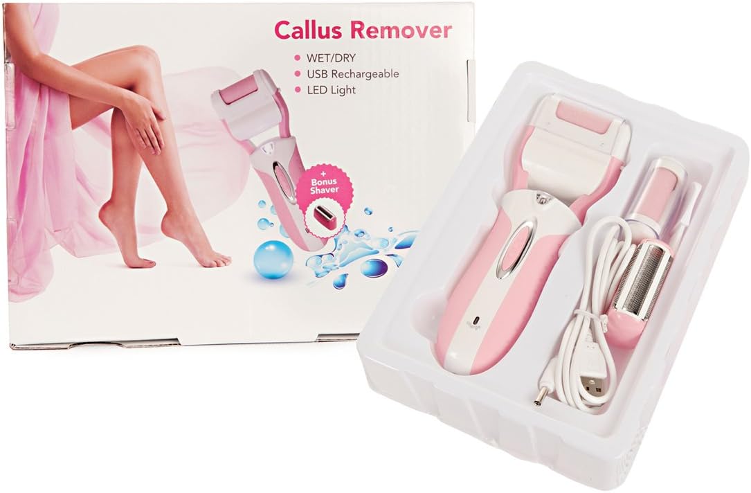 2 in 1 Electric Callus Remover & Shaver Gift Set - USB Rechargeable For Powerful Cordless Callus Removal Anytime Anywhere - Wet /Dry Spare Grinding Stone For Velvet Smooth Results - LED Spotlight Gives This Elegant Electric Foot File Callus Remover Tool Guided Accuracy - Stunning Gift Box Design Makes This Personal Pedi Foot Callus Remover With Bonus Leg Shaver Attachment The Perfect Gift - No Quibble Guarantee For Your Piece Of Mind