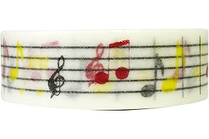 Wrapables Colorful Patterns Washi Masking Tape, Music Staff Tape