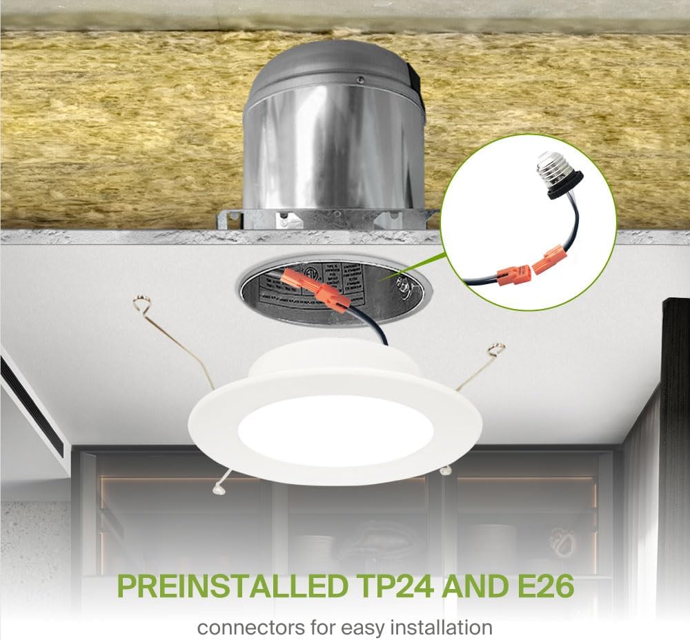 ASD 24 Pack Retrofit LED Recessed Lighting 6 Inch - 12W 2700K-5000K 1021LM Can Lights for Ceiling 6 Inch, Dimmable Recessed Lights, Flat Trim Wet Rated Wafer Lights, ETL