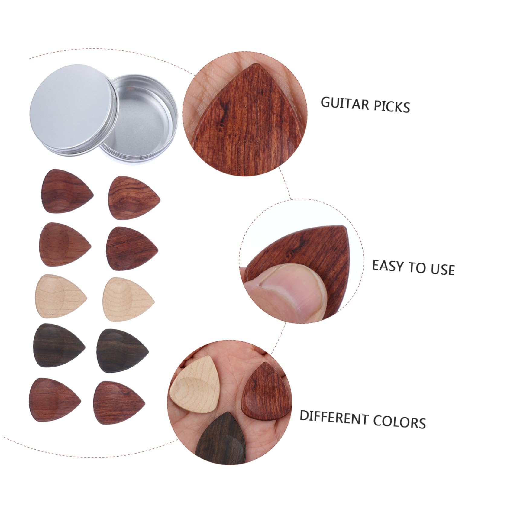 ERINGOGO 10 Pièces de Médiators en Bois pour Guitare Électrique et Acoustique avec Boîte de Rangement Pratique et Surface Antidérapante Meilleur Contrôle