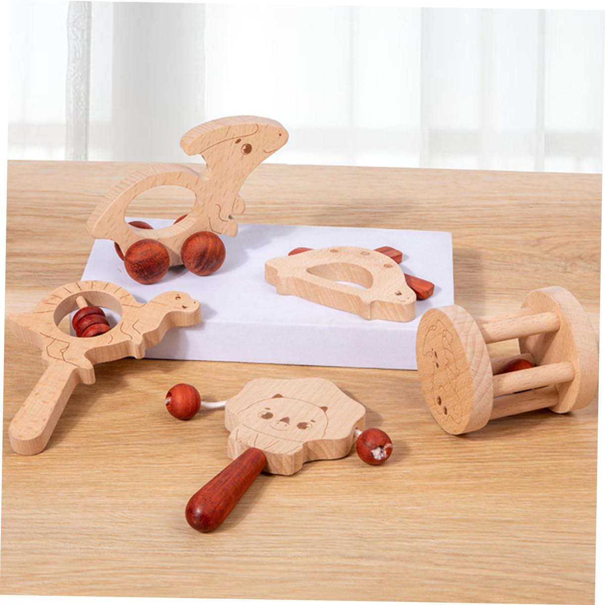BESTonZON Sonagli in Legno per Ragazzo Ragazza Piccoli, Set Portatile da 5 Pezzi Suono Delicato, Stimola Coordinazione e Divertimento, Giocattoli Educativi per Ragazzo Ragazza e Palestra
