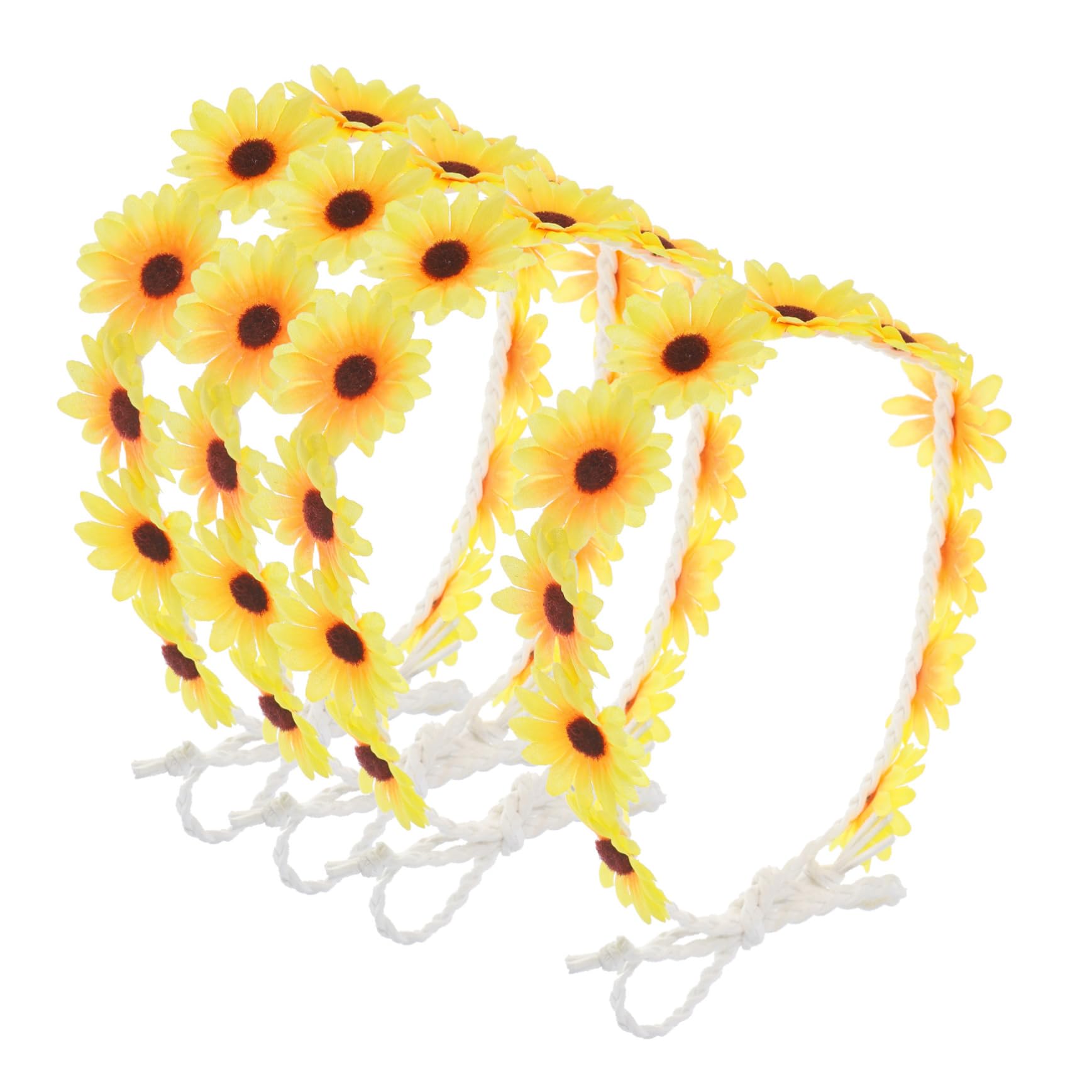 Housoutil 20 Piezas Girasol Cuerda Para El Cabello Guirnalda De Flores Tiara Lazos Para El Cabello Banda Para La Cabeza Bandas Para El Cabello Trajes De Niña Decoración Del Cabello Diadema