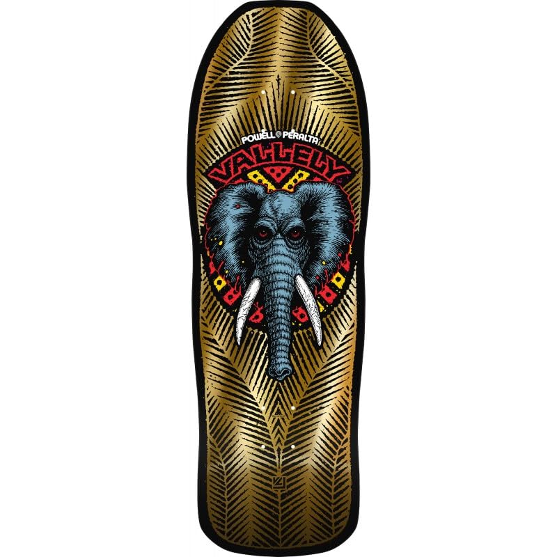Powell.P Monopatín Skate Skateboard Deck Tabla Old School Vallely Elephant 10 x 30 Gold Foil