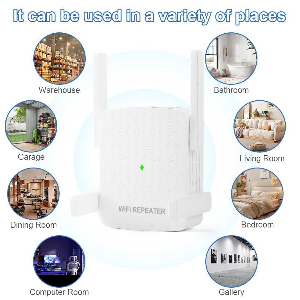 Flintronic 4-Antena WiFi Amplificador Extensor de Señal, Wi-Fi Extensor 1200Mbps Banda Dual 2.4G&5G, Repetidor WiFi, Amplificador Wi-Fi, Puerto Ethernet, Cobertura de hasta 185m², Modo Repetidor
