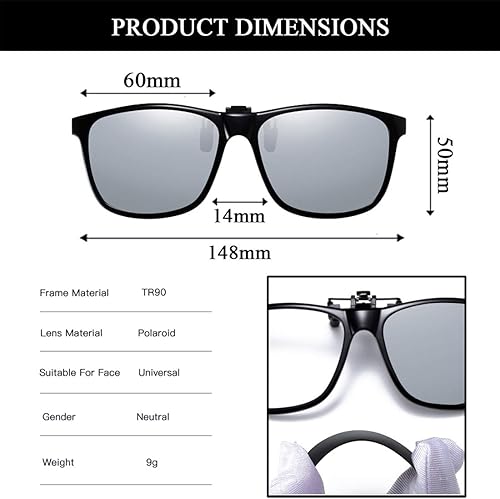 Miniatura 5 de Gafas de sol polarizadas con clip antirreflejos, protección UV, gafas de sol para conducir sobre gafas graduadas