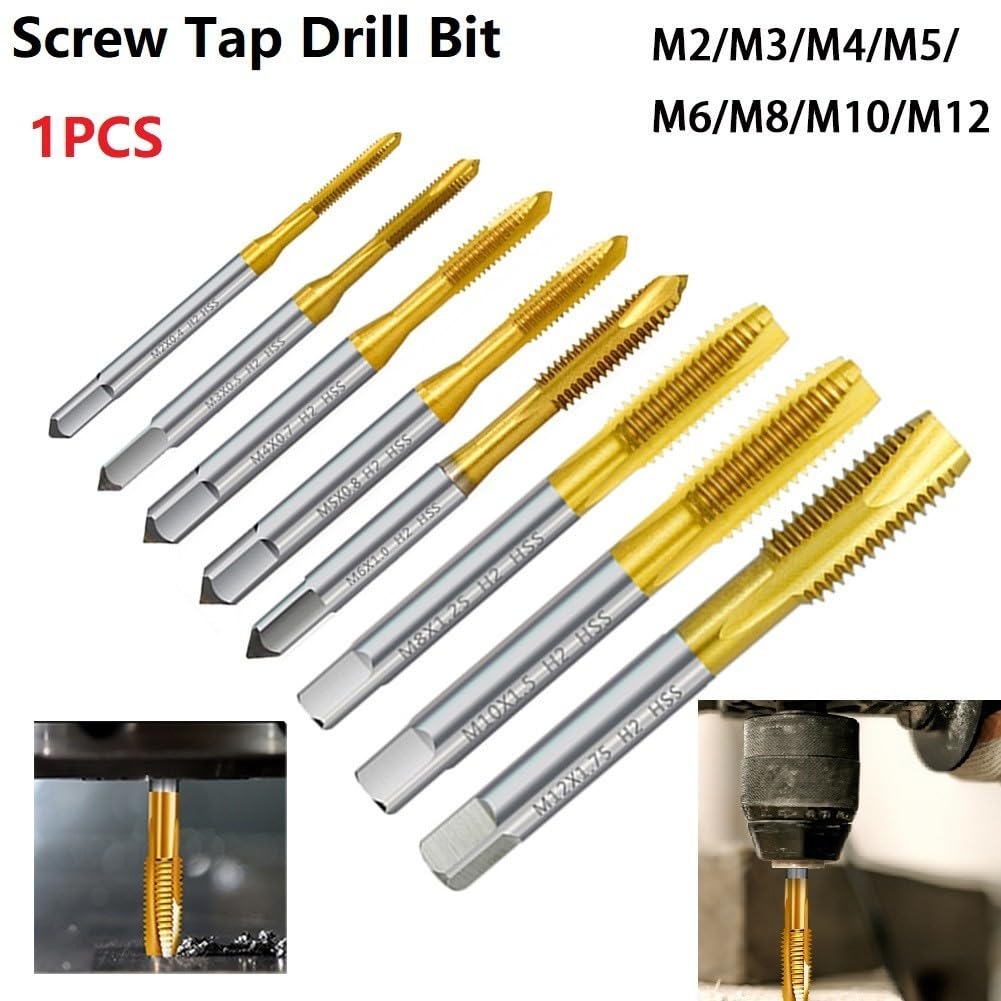 Jeu de 7 tarauds filetés M2-M10, cannelure droite métrique pour taraud revêtu HSS pour réparation, assemblage de meubles et fabrication de machines, avec (M6)