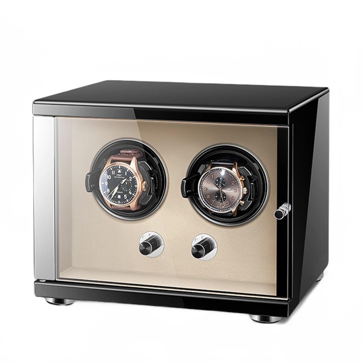 EHVYBDX Watch Winder for Automatic Watches Solid Wooden Box for 2 Watches Watch Turner with Quiet Motors for Women's and Men's Watches Adapter Powered
