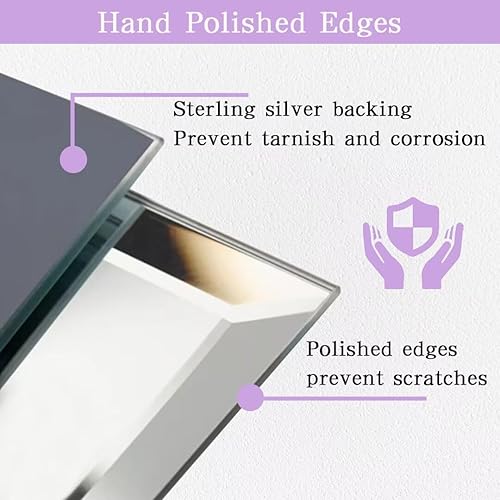 Miniatura 4 de DOIMUSIM Espejo de tocador de baño sin marco para sobre el fregadero, espejos rectangulares de pared biselados con borde pulido, se aplican a la