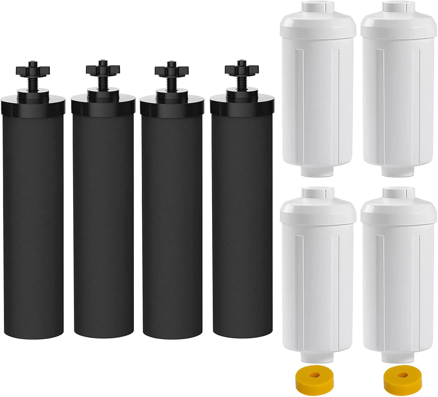 Water Filter Replacement Compatible with Big Berkey Filter Gravity Water Filter System Parts and Accessories, NSF/ANSI 42&372 Certified (4 Pack) BB9-2® Black Berkey Water Filters Cartridges