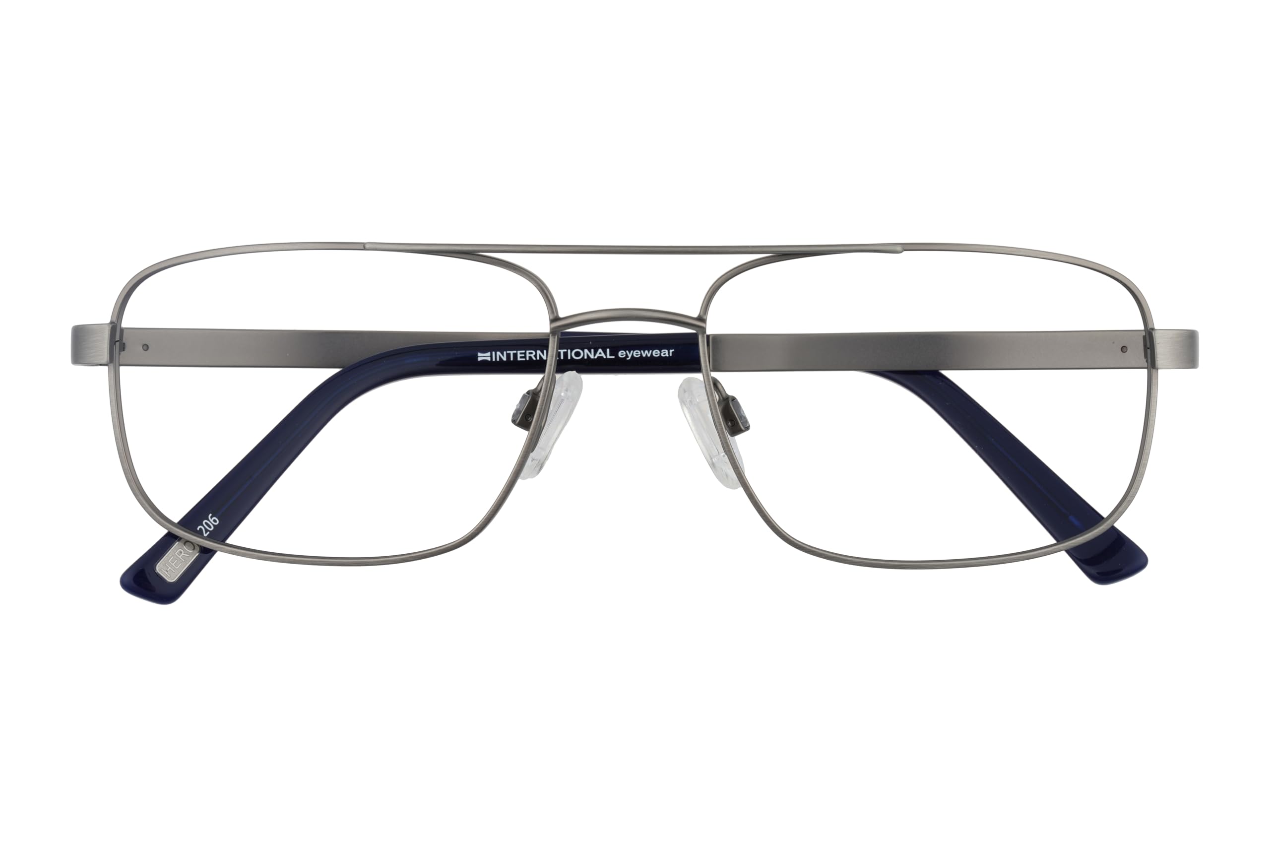 Hero Brille mit Sehstärke für Herren optional mit Sonnenbrillentönung oder Blaulichtfilter, Quadratisch, gefertigt aus Metall (inklusive Brillenetui)